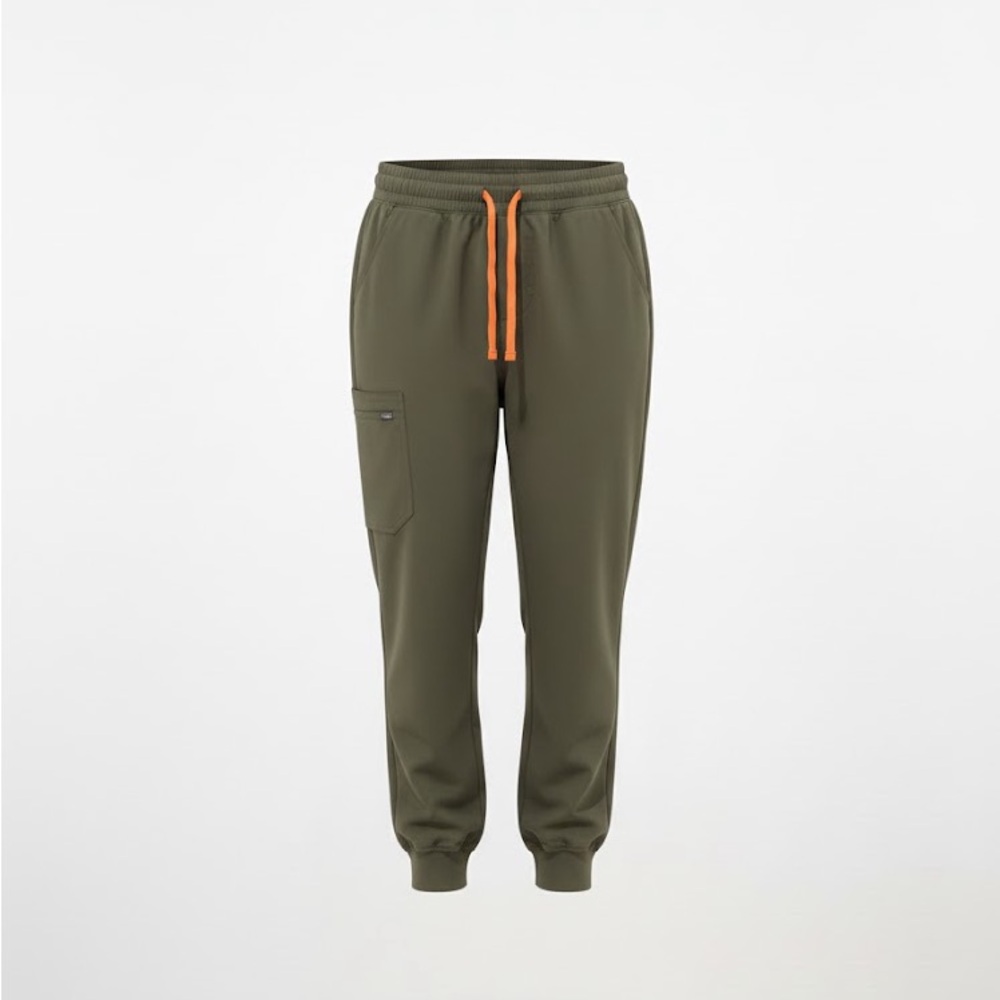 Figs Cargo Pants in Olive with Orange Accent